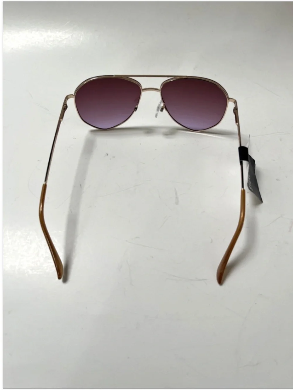 New STEVE MADDEN Double Bridge Aviator Sunglasses Gold Metal Frame Pink Lens